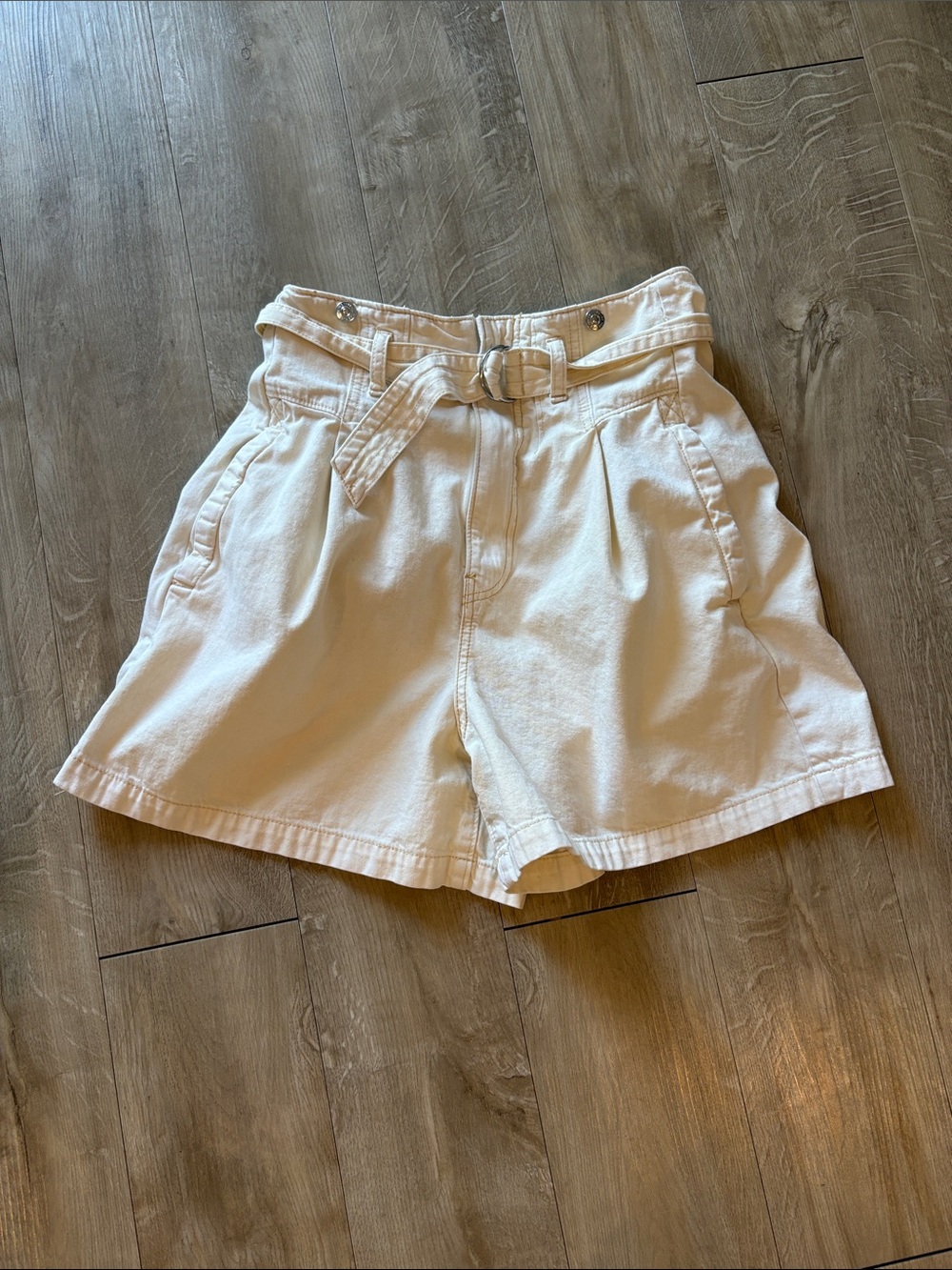 Free People Cream High-Waist Belted Women's Shorts Size 28